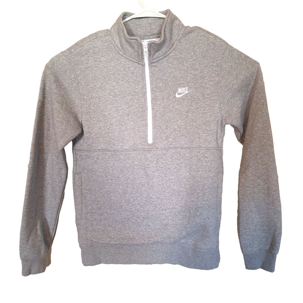 Nike Club Fleece 1/2 Zip Sweatshirt Mens Large Gray Pullover Performance Gym